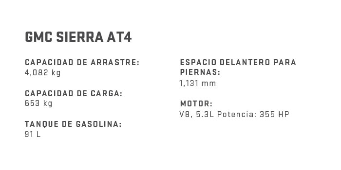 GMC Sierra 2026 AT4 Especificaciones